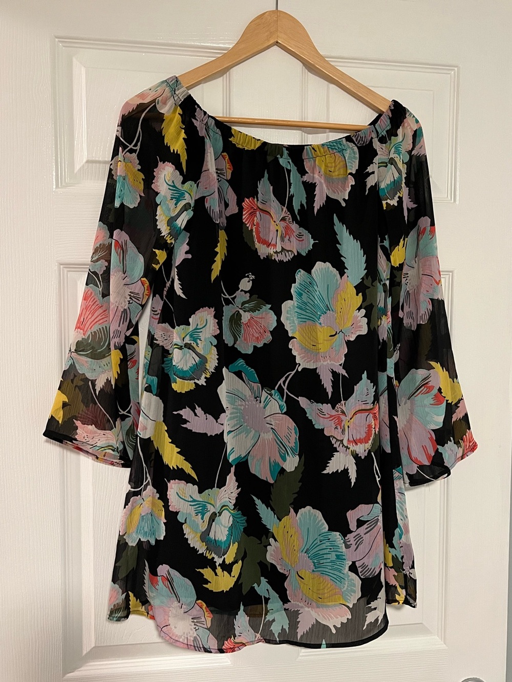Love, Fire Black Floral Coverup Tunic